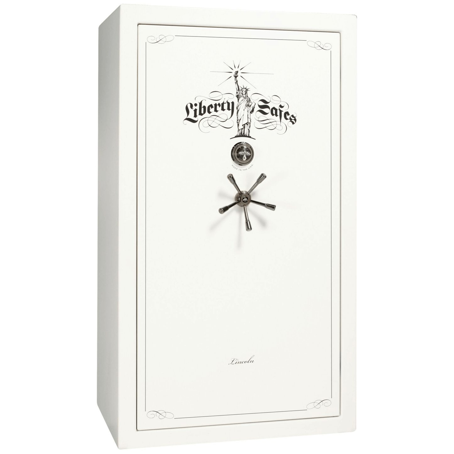 Liberty Lincoln 50 Safe in White Gloss with Black Chrome Mechanical Lock.
