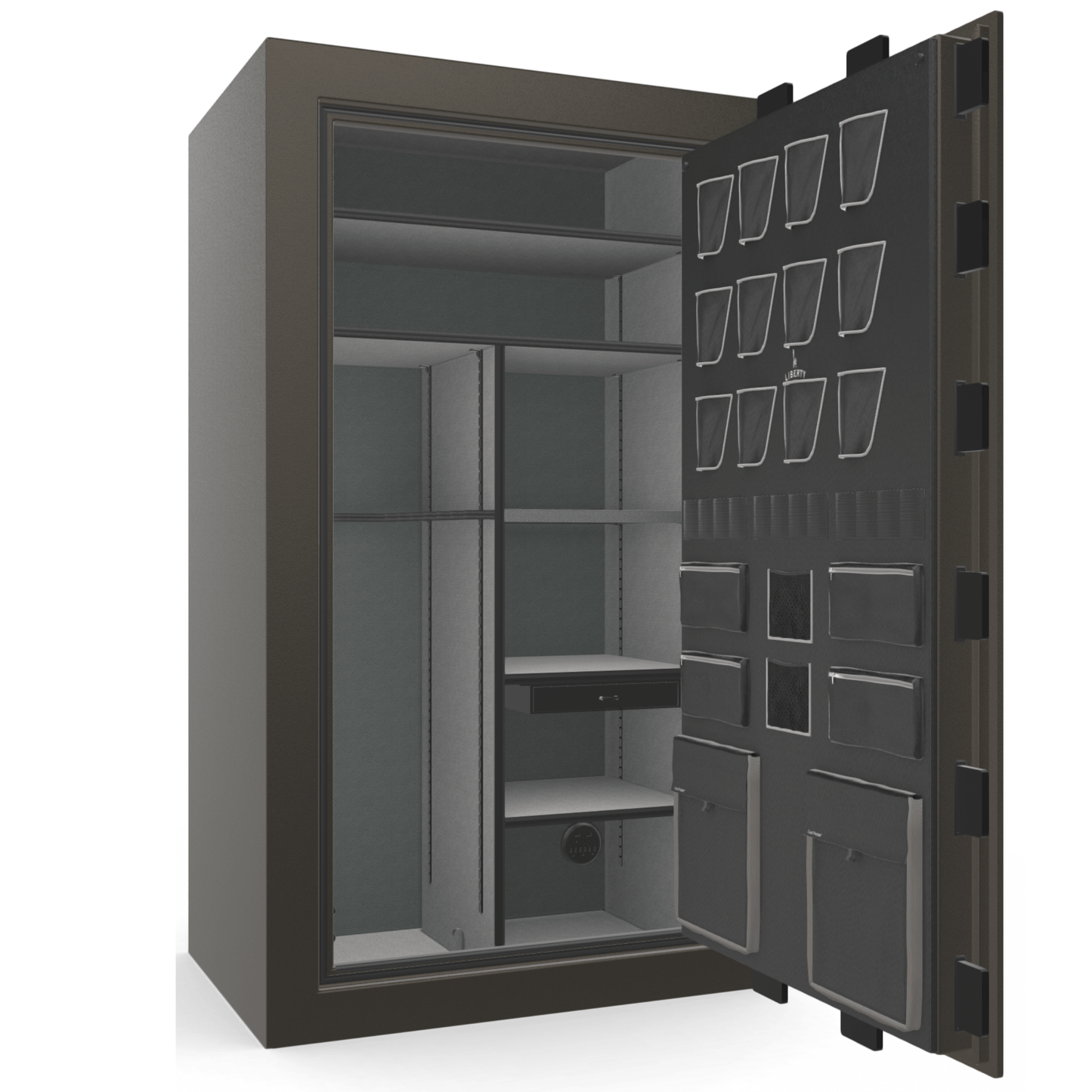 Liberty Safe Classic Plus 50 in Gray Marble, open door.