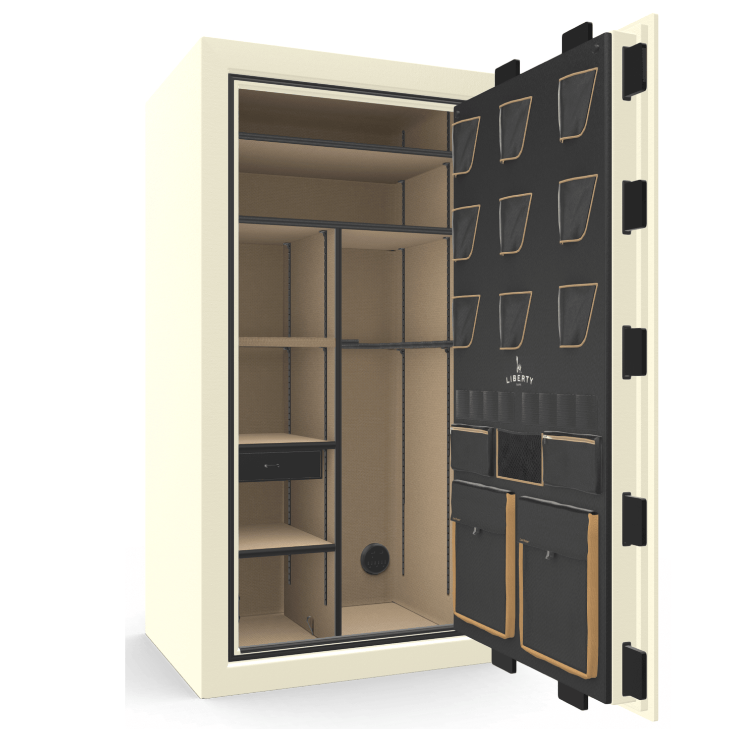 Liberty Safe Classic Plus 40 in White Marble, open door.