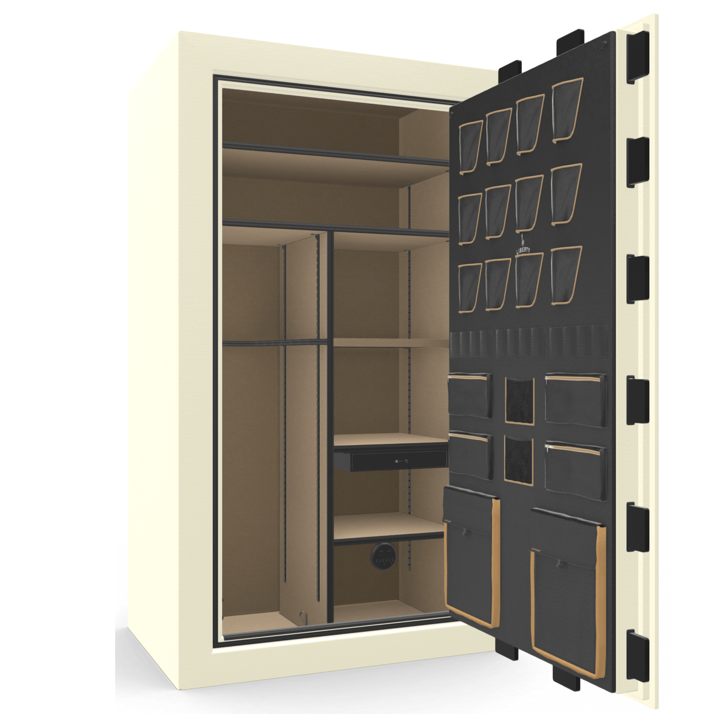 Liberty Safe Classic Plus 50 in White Marble, open door.