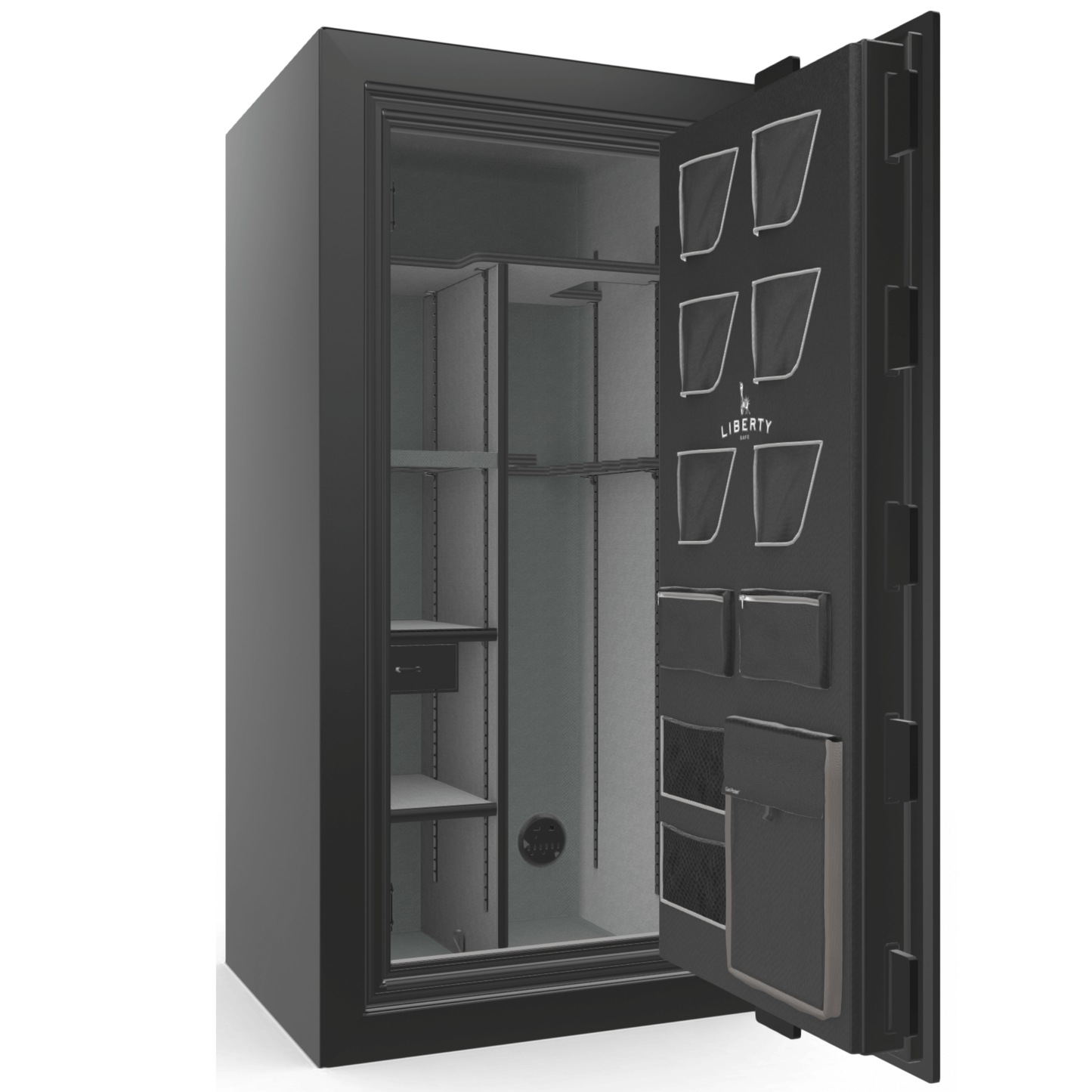 Liberty Safe Classic Plus 25 in Black Gloss, open door.