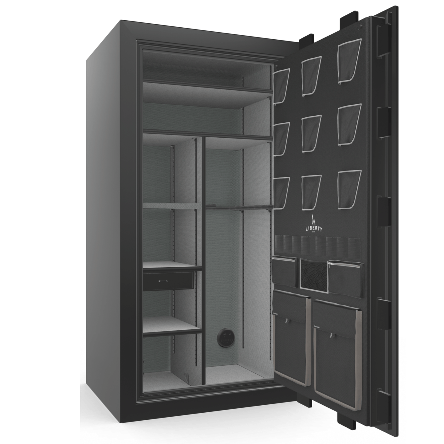 Liberty Safe Classic Plus 40 in Black Gloss, open door.