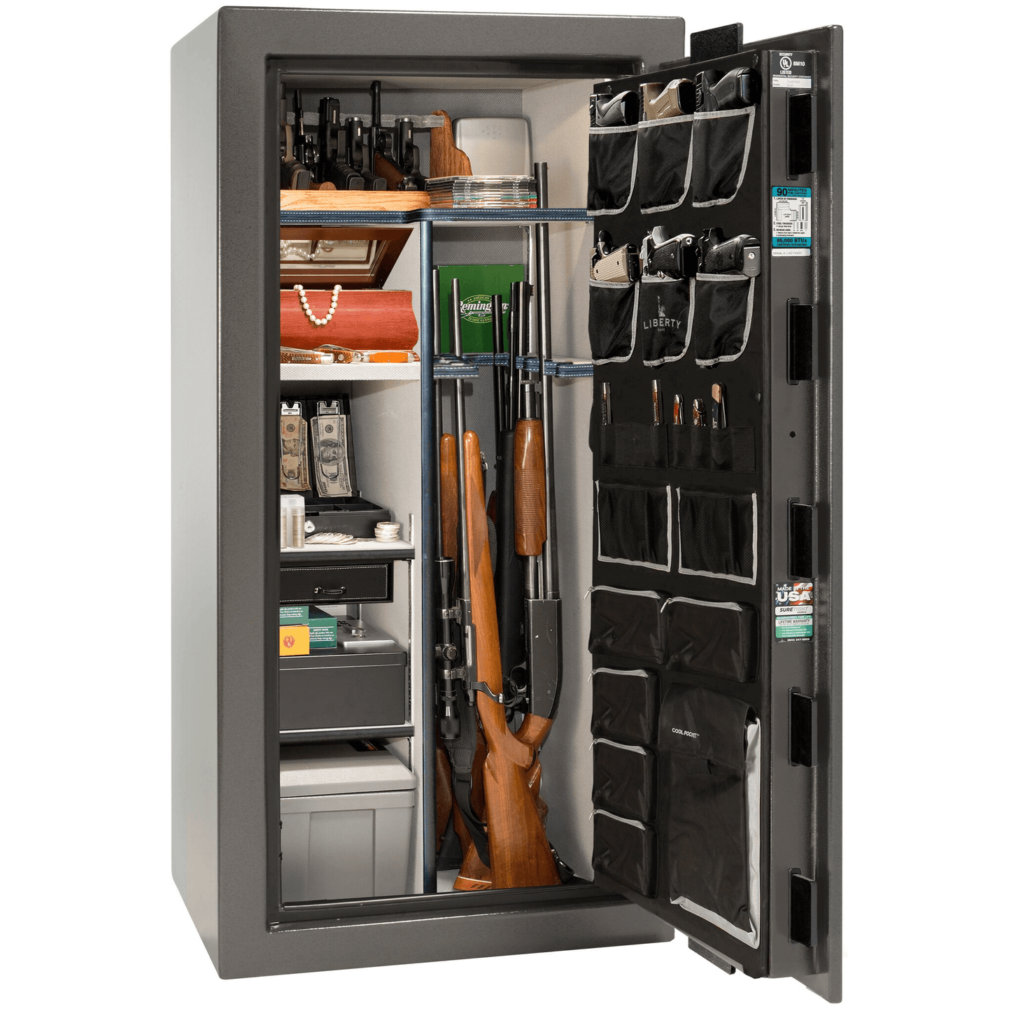 Liberty Lincoln 25 Safe in Gray Marble, open.