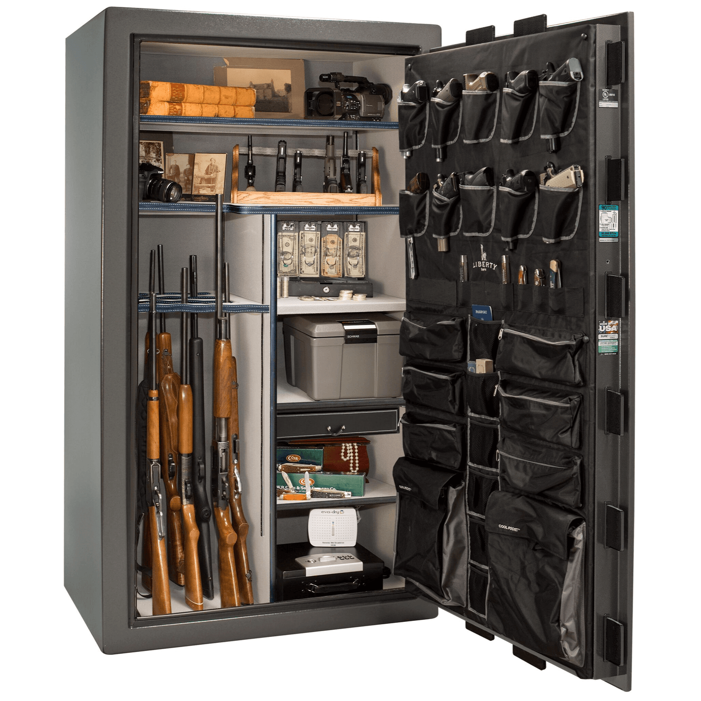 Liberty Lincoln 50 Safe in Gray Marble, open.