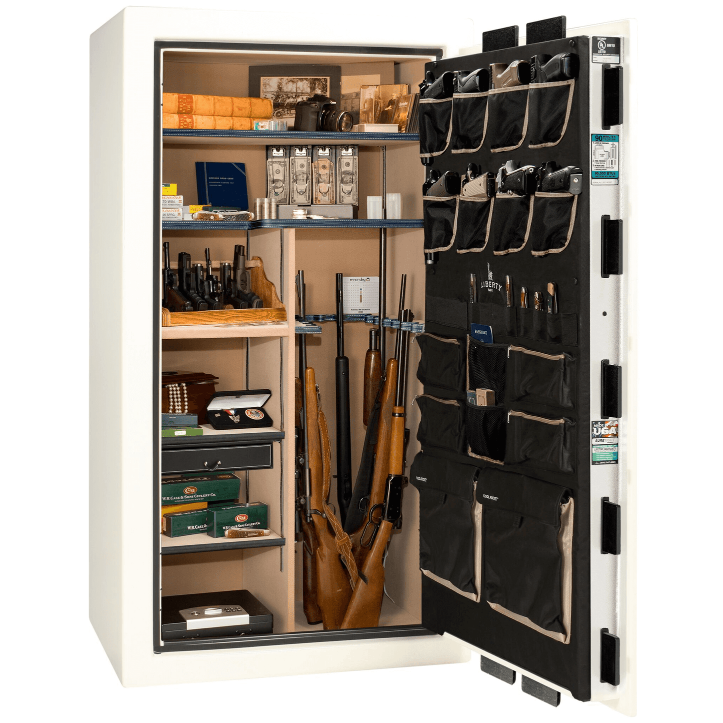 Liberty Lincoln 40 Safe in White Marble, open.
