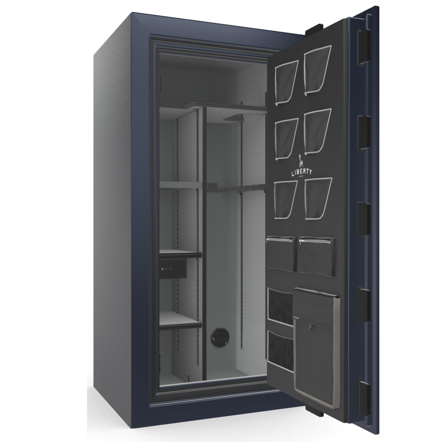 Liberty Safe Classic Plus 25 in Blue Gloss, open door.