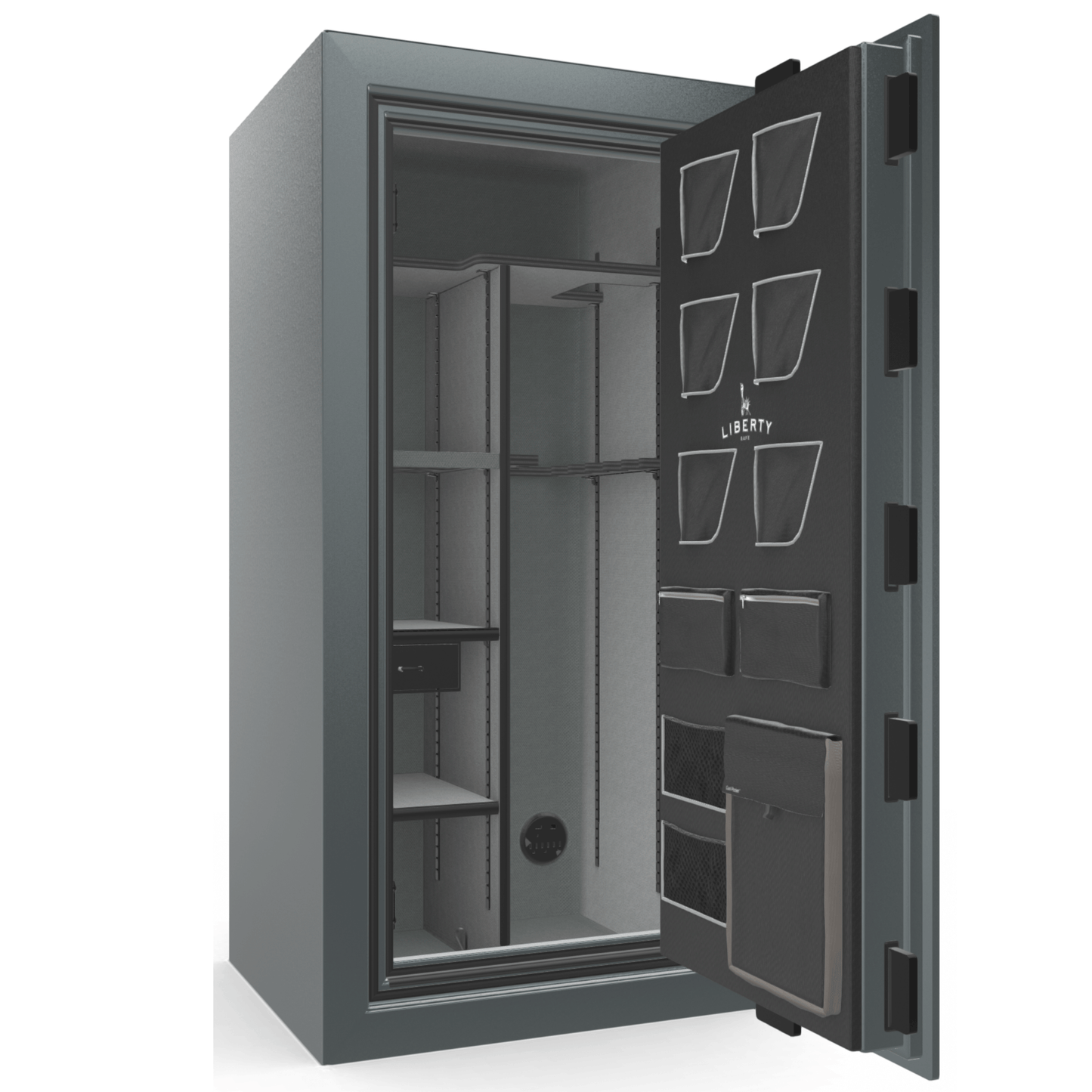 Liberty Safe Classic Plus 25 in Forest Mist Gloss, open door.