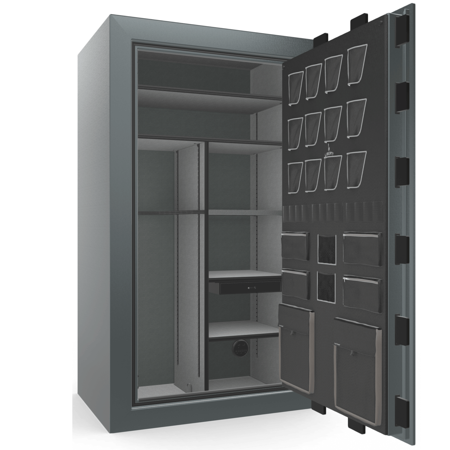 Liberty Safe Classic Plus 50 in Forest Mist Gloss, open door.