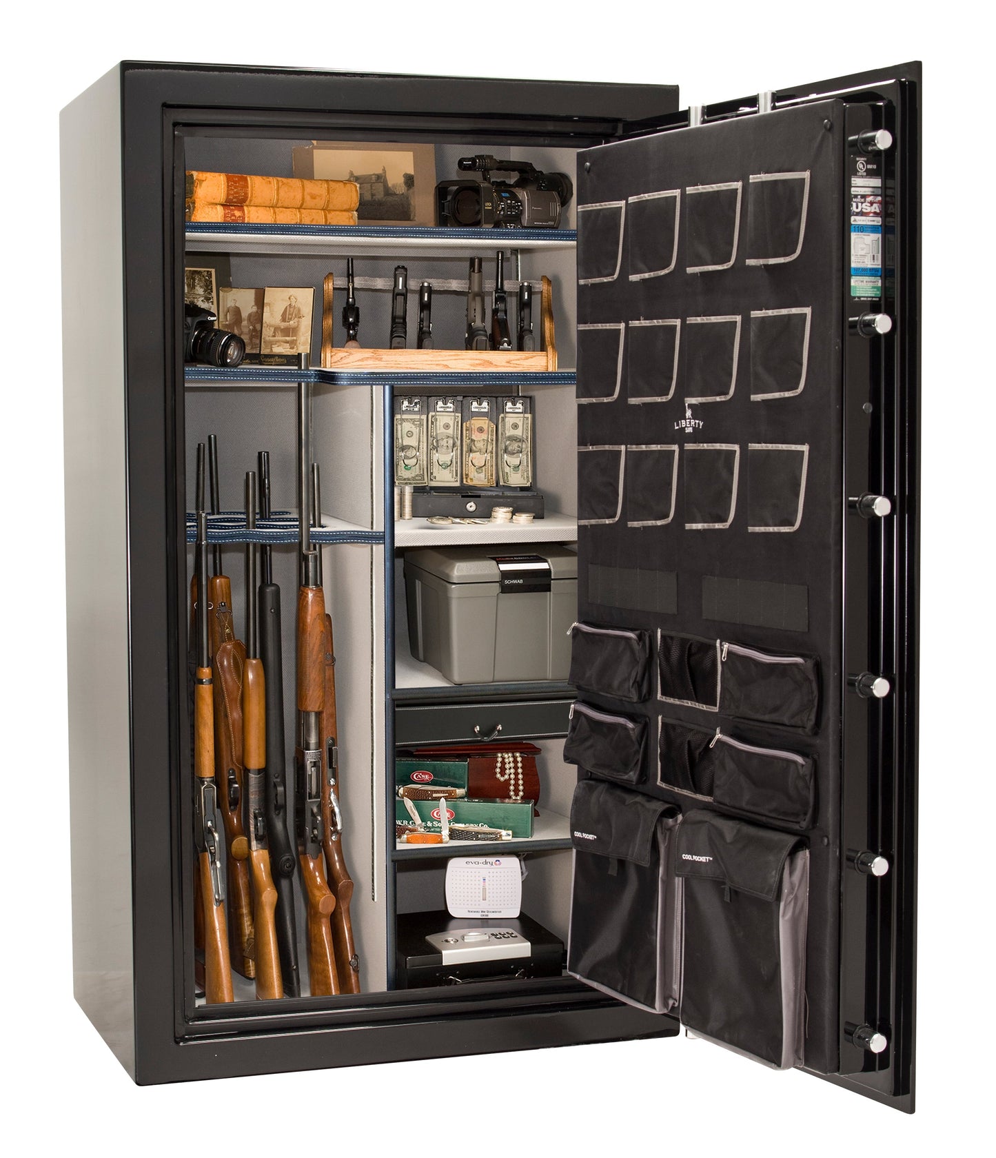 Liberty Safe Classic Plus 50 in Black Gloss, open door.