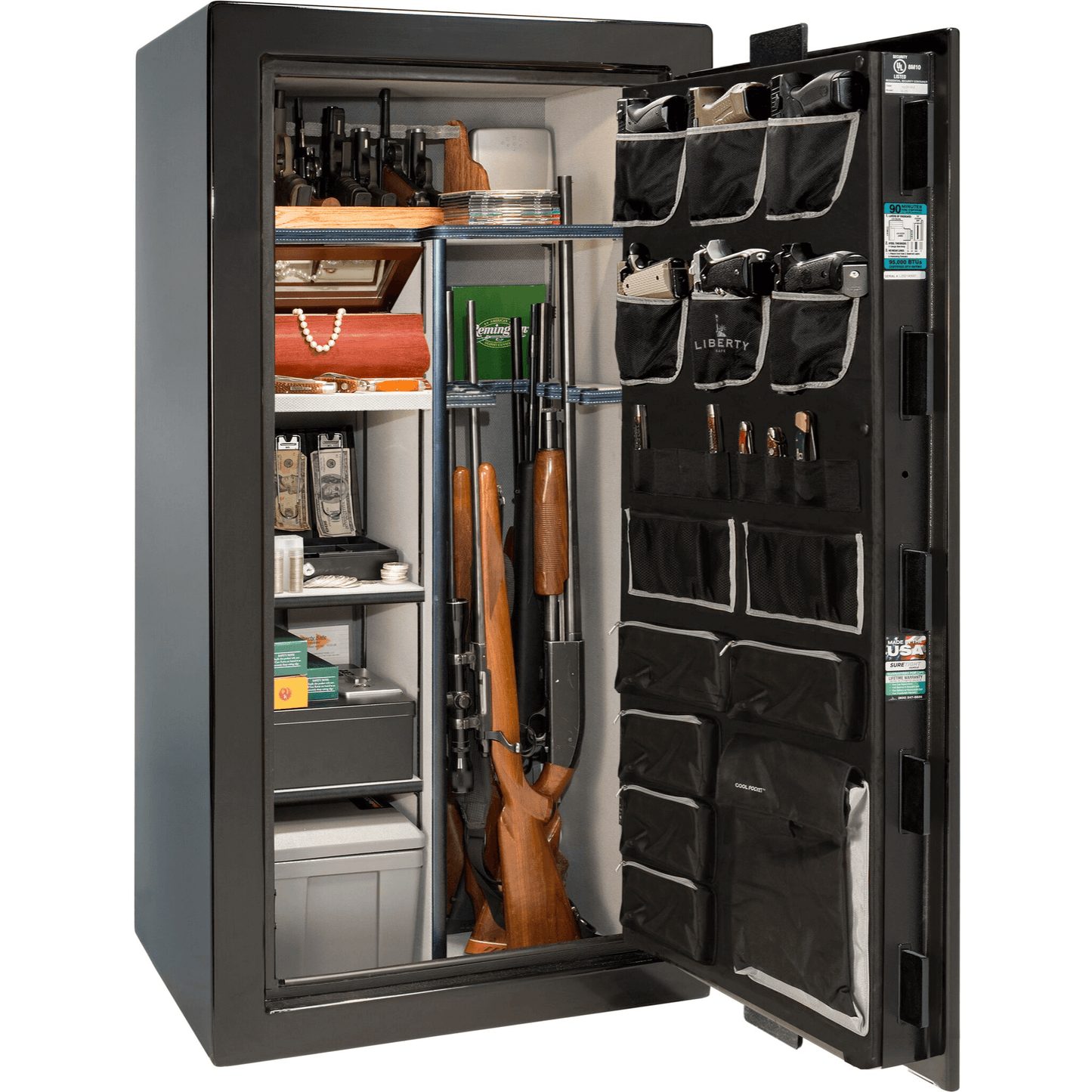 Liberty Lincoln 25 Safe in Black Gloss, open.