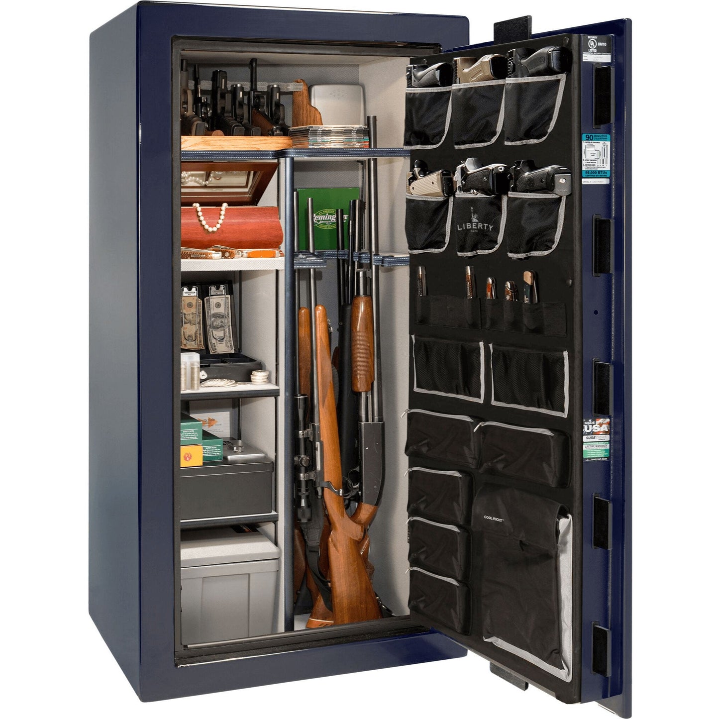 Liberty Lincoln 25 Safe in Blue Gloss, open.