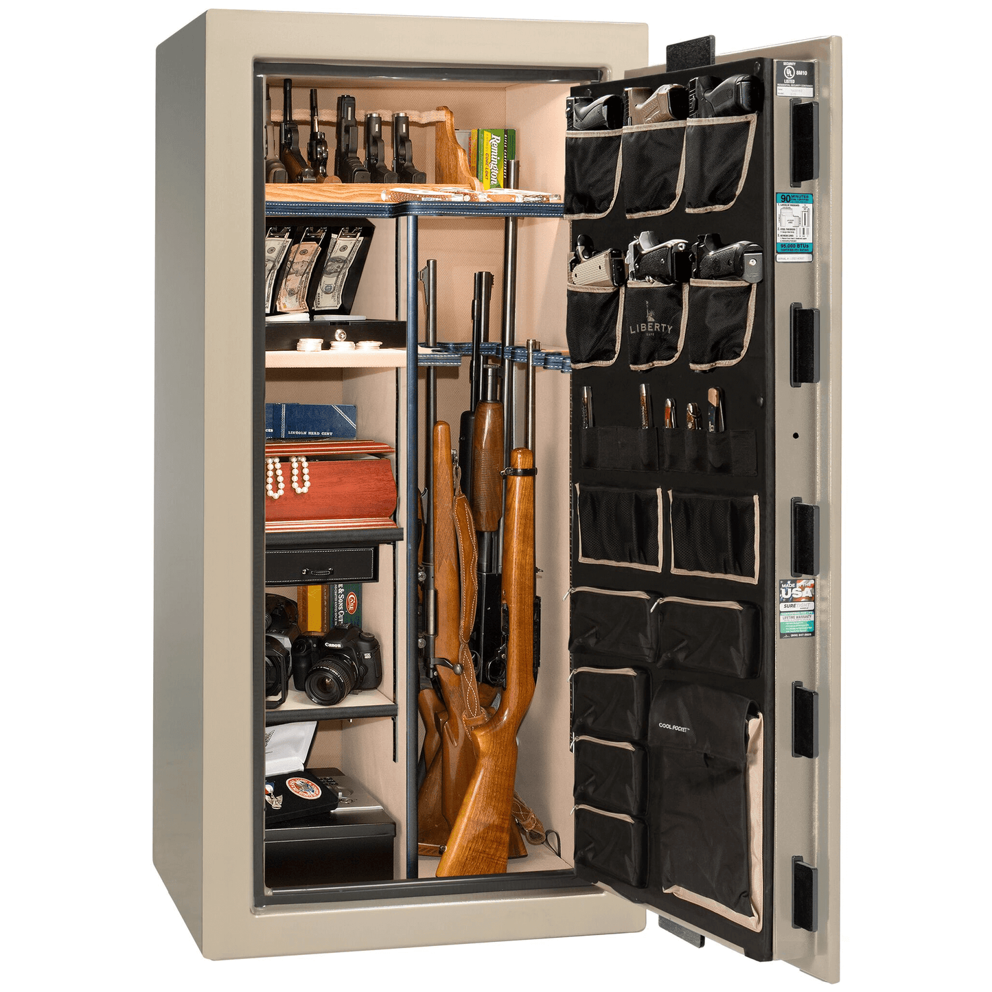 Liberty Lincoln 25 Safe in Champagne Gloss, open.