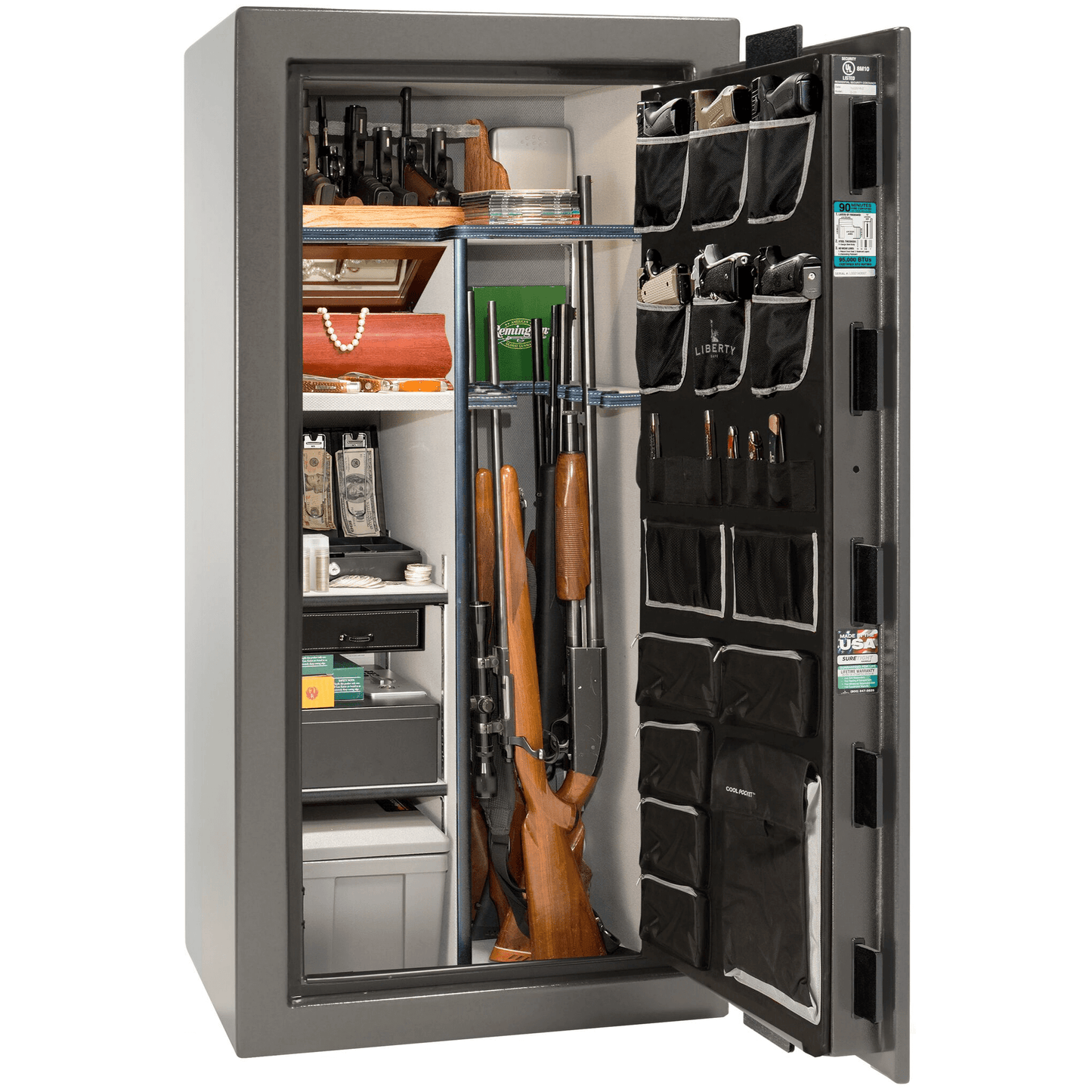 Liberty Lincoln 25 Safe in Gray Gloss, open.