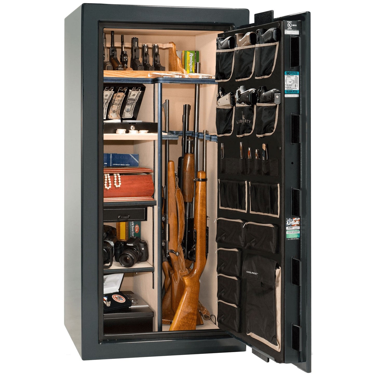 Liberty Lincoln 25 Safe in Green Gloss, open.