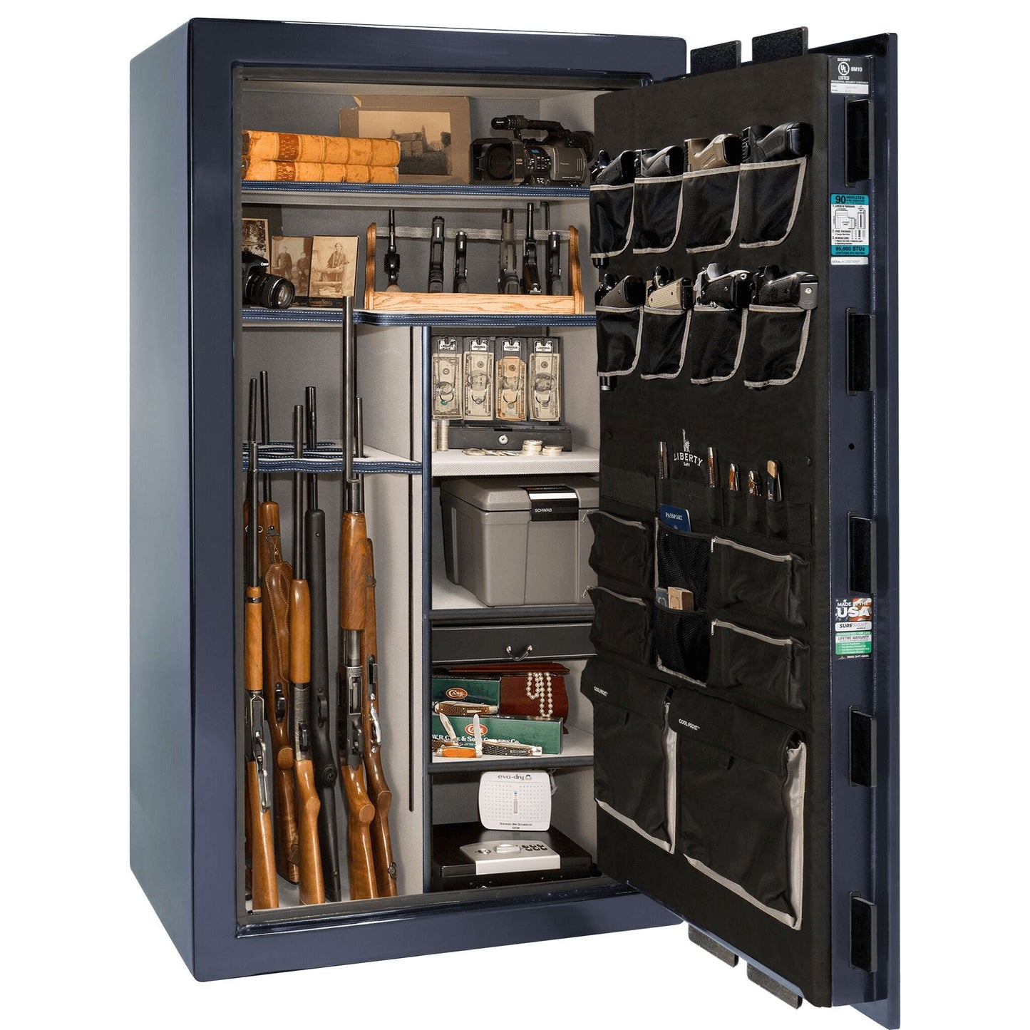 Liberty Lincoln 40 Safe in Blue Gloss, open.