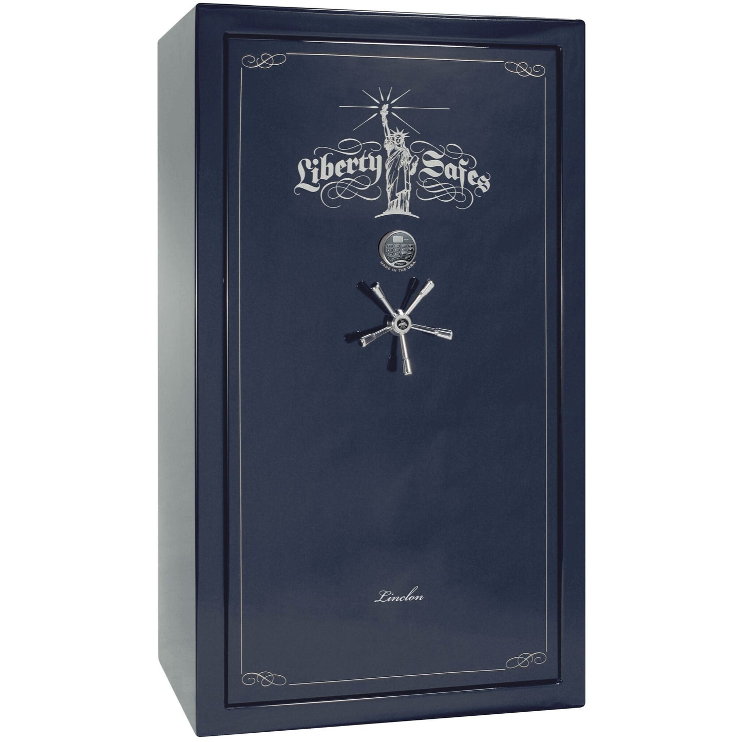 Liberty Lincoln 50 Safe in Blue Gloss with Chrome Electronic Lock.