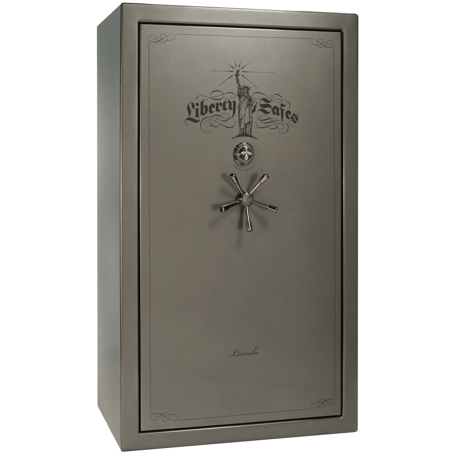 Liberty Lincoln 50 Safe in Gray Gloss with Black Chrome Mechanical Lock.