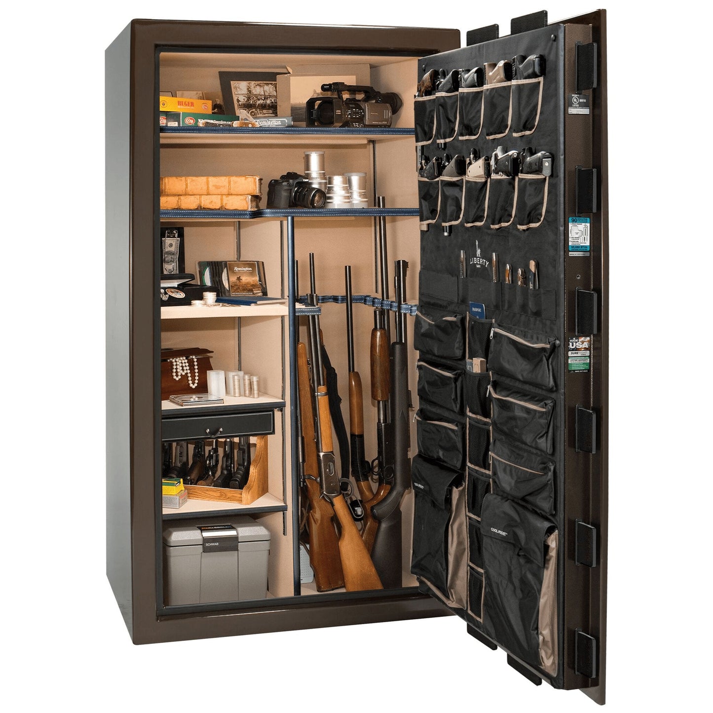 Liberty Lincoln 50 Safe in Bronze Gloss, open.