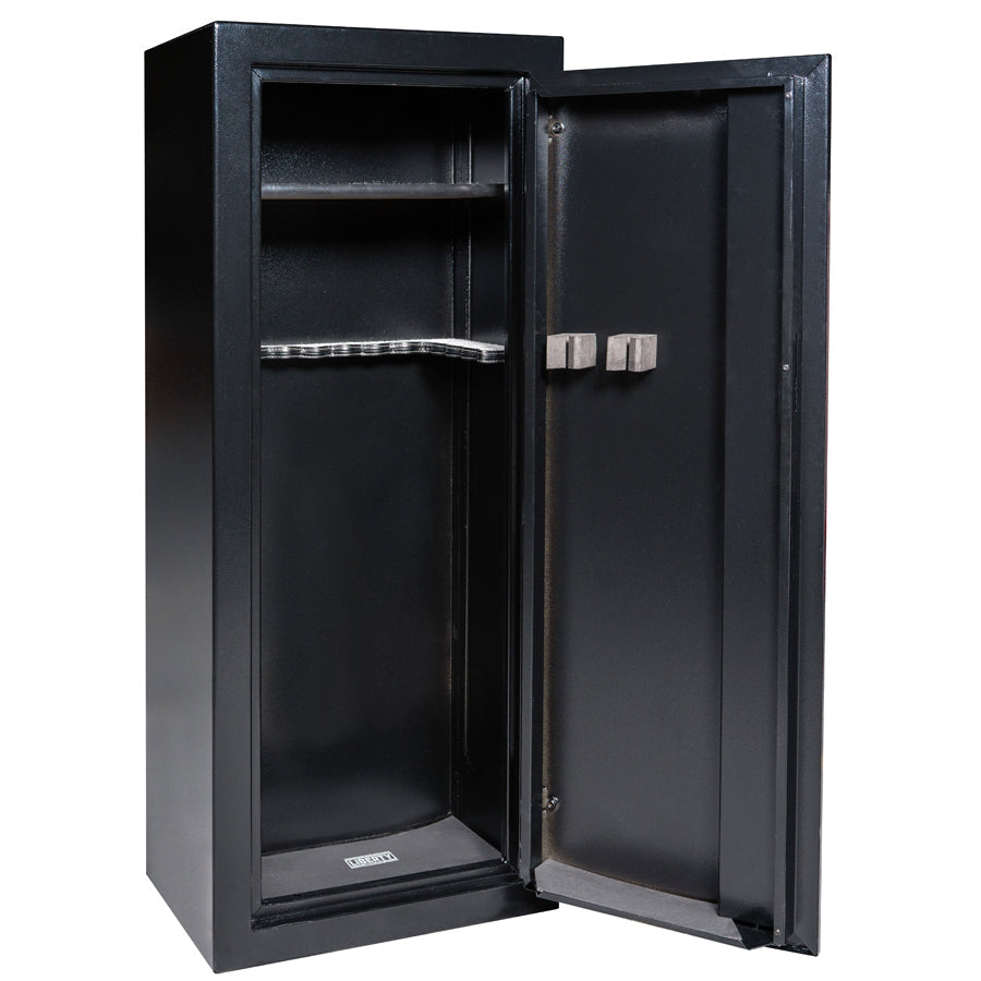 Liberty Gun Cabinet 18 in Textured Black, interior.