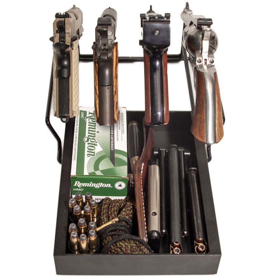 Liberty Safe Pistol Rack, rear view, extended and loaded.