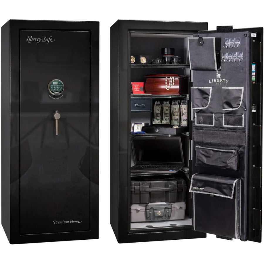 Liberty Premium Home 17 Safe in Black Gloss with Black Chrome Electronic Lock.