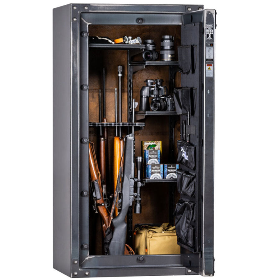Rhino Strongbox RSX6030 with the Rhino Vector™ Interior in Leatherette with Door Half Open, 90 degrees.