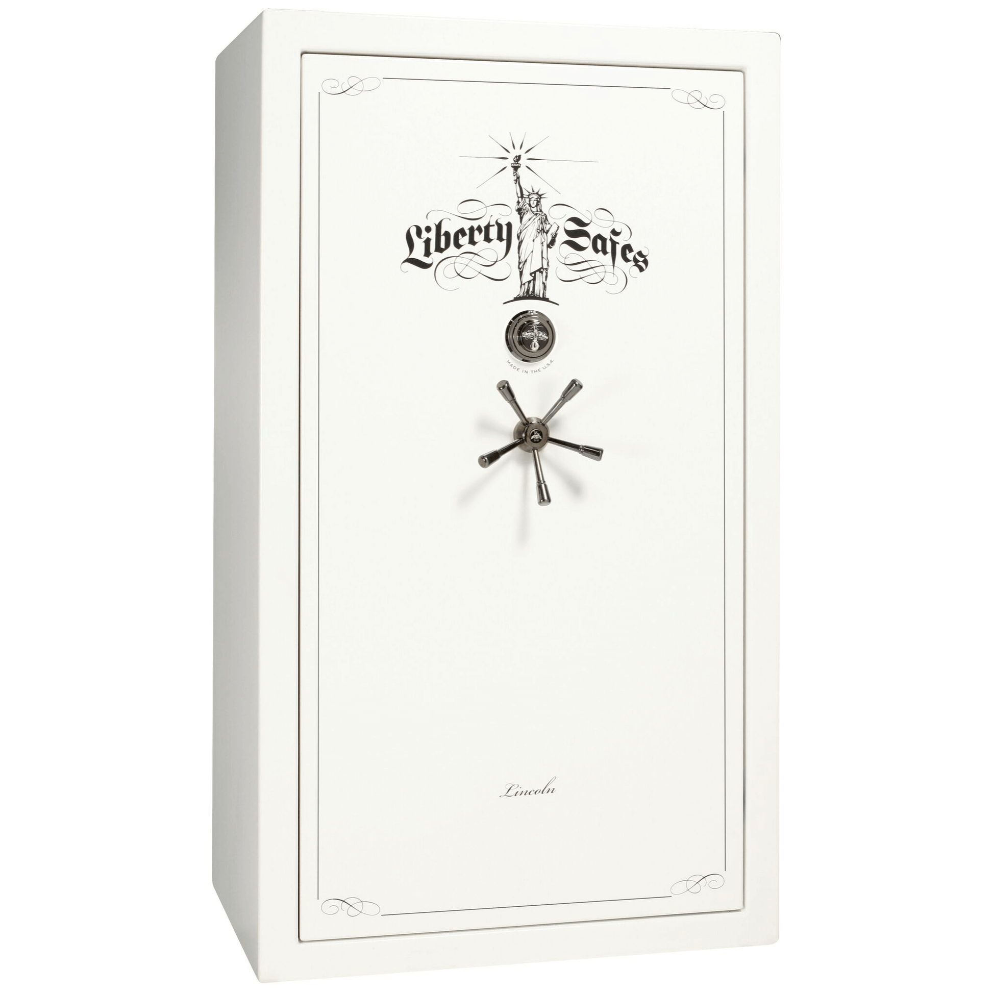 Liberty Lincoln 50 Safe in White Gloss with Black Chrome Mechanical Lock.
