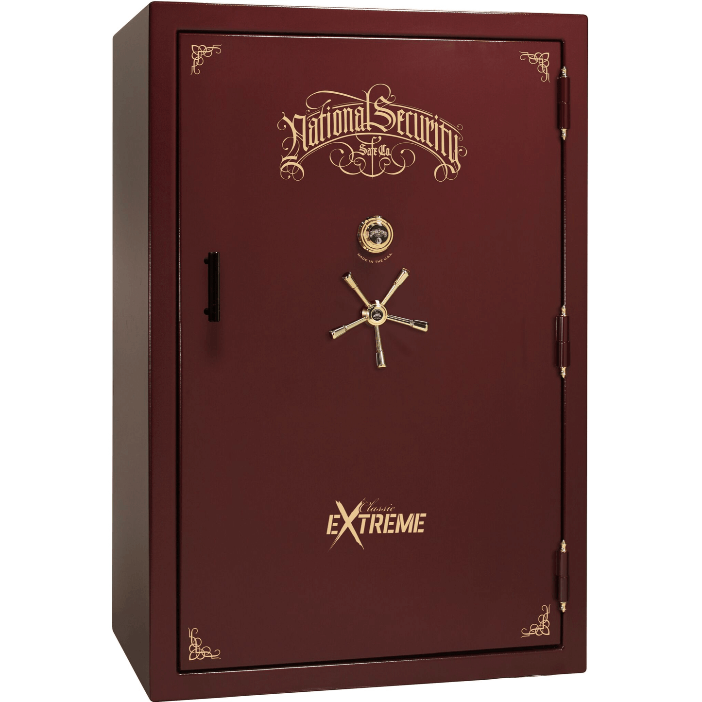 Liberty Classic Select Extreme Wide Body Safe in Burgundy Marble with Brass Mechanical Lock.