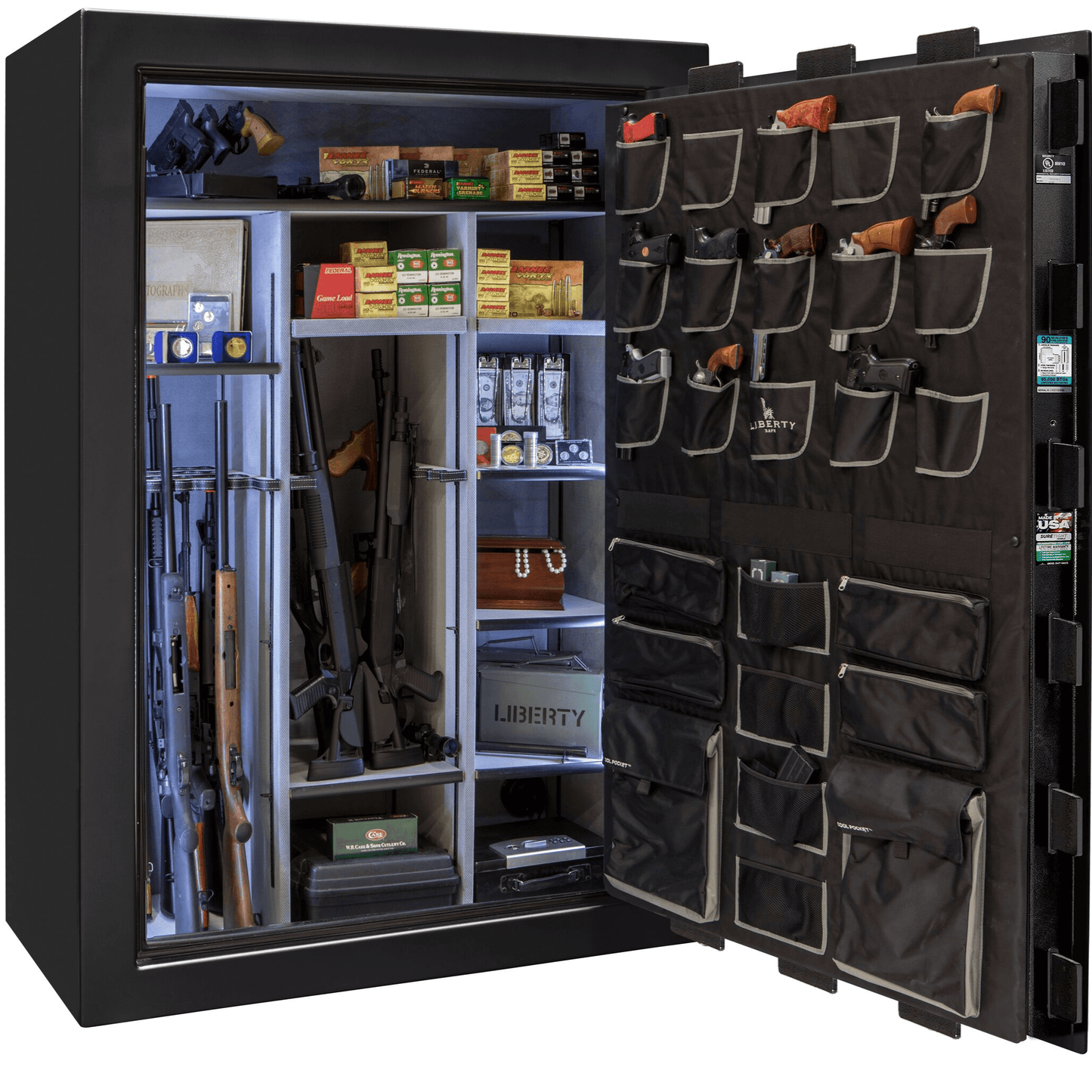 Liberty Classic Select Extreme Wide Body Safe in Black Gloss, open.