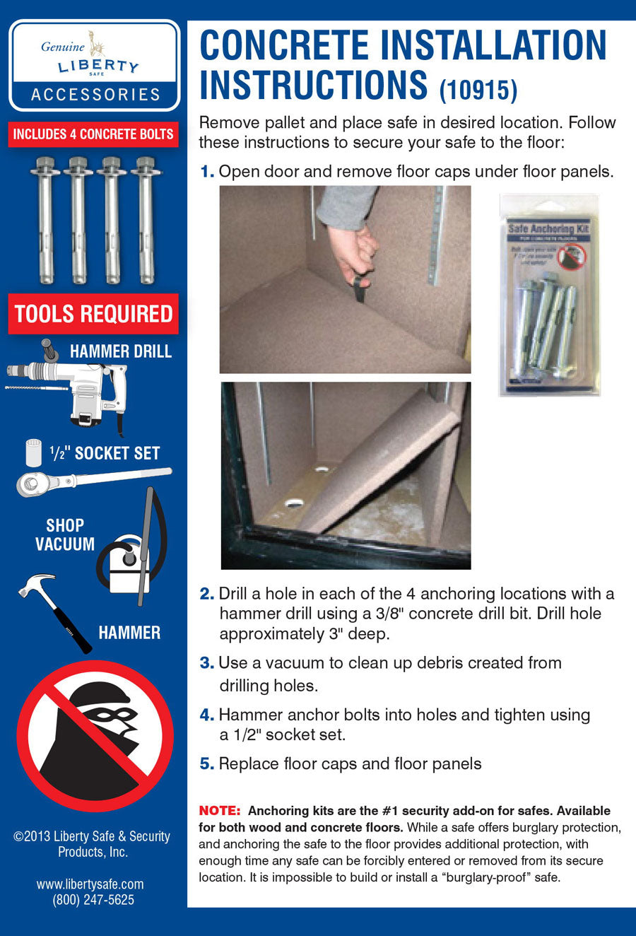 ANCHOR INSTRUCTIONS FOR CONCRETE.