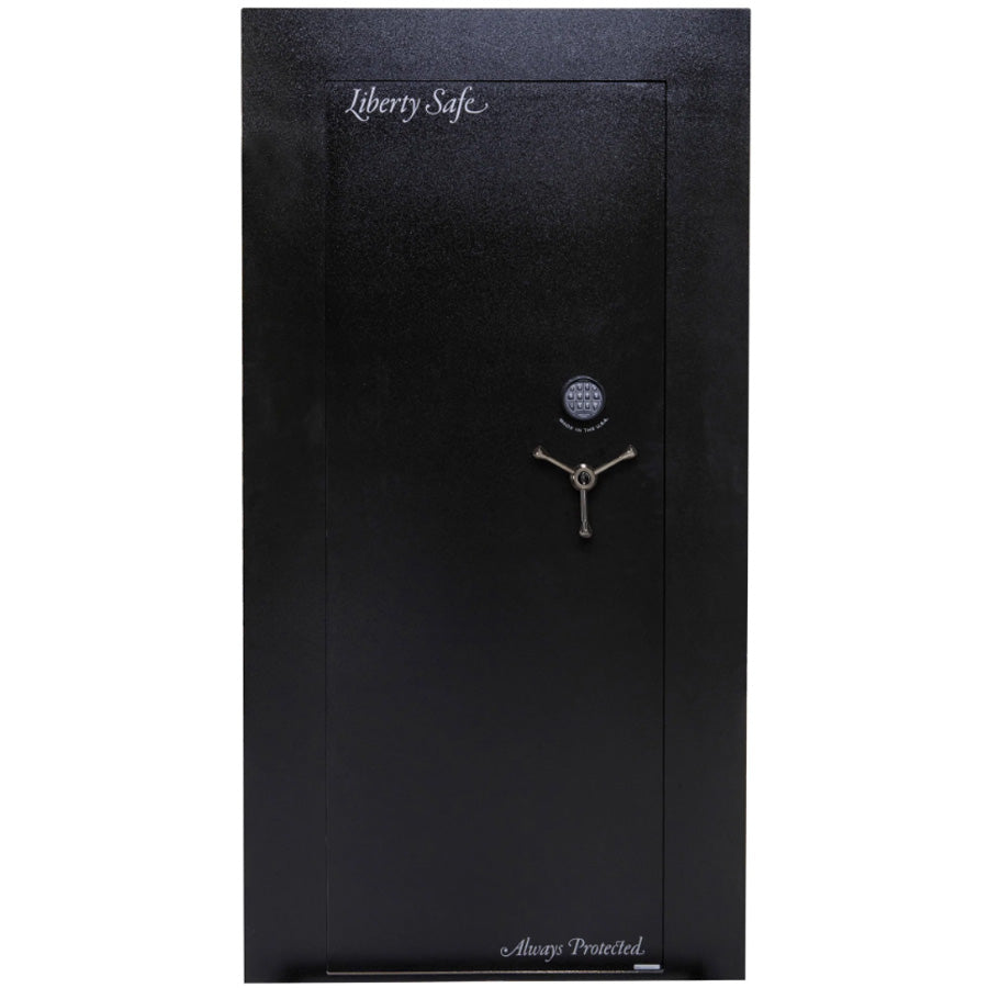 Blockade Vault Door Left-Inswing in Textured Black with Black Electronic Lock- Door Closed