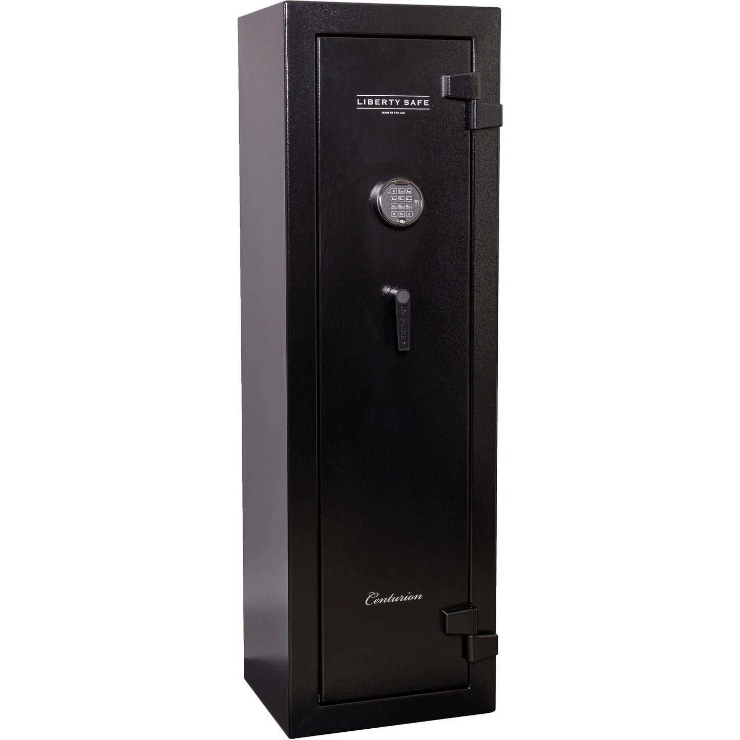 Liberty Safe Centurion 12 gun safe in textured black with electronic lock, 30-minute fire protection, and 12-gun capacity, Without Door Panel