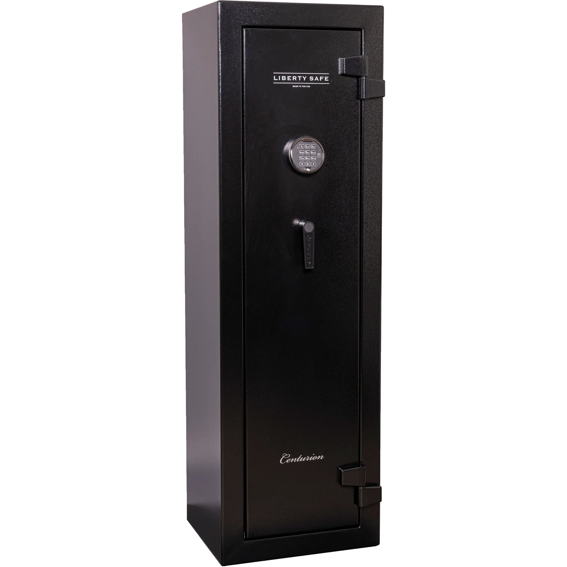 Liberty Safe Centurion 12 gun safe in textured black with electronic lock, 30-minute fire protection, and 12-gun capacity, Without Door Panel
