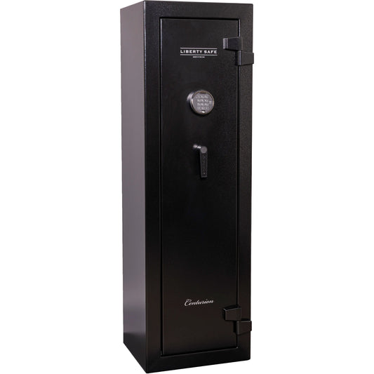Liberty Safe Centurion 12 gun safe in textured black with electronic lock, 30-minute fire protection, and 12-gun capacity, Without Door Panel