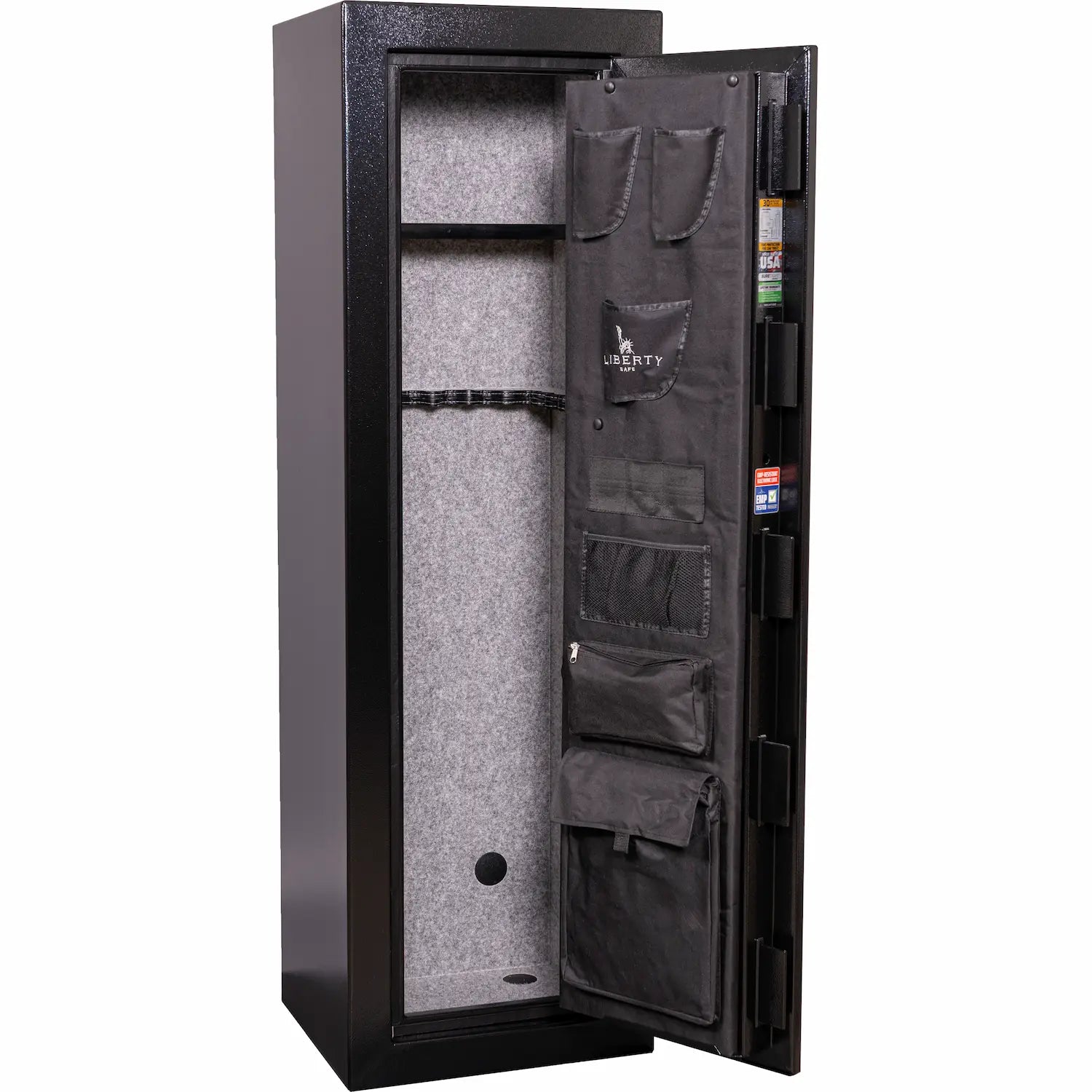 Liberty Safe Centurion 12 interior with factory-installed door panel organizer and adjustable shelf