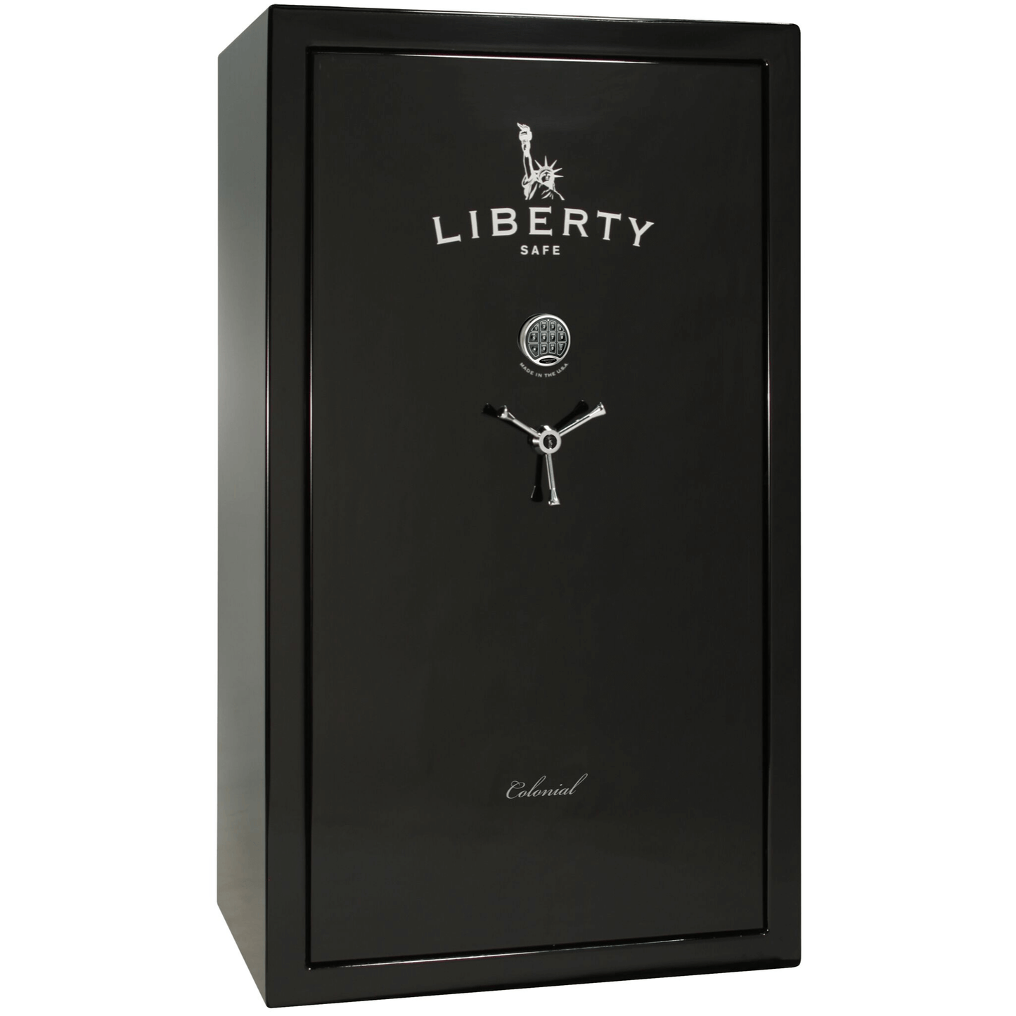 Liberty Colonial 50 Safe in Black Gloss with Chrome Electronic Lock.