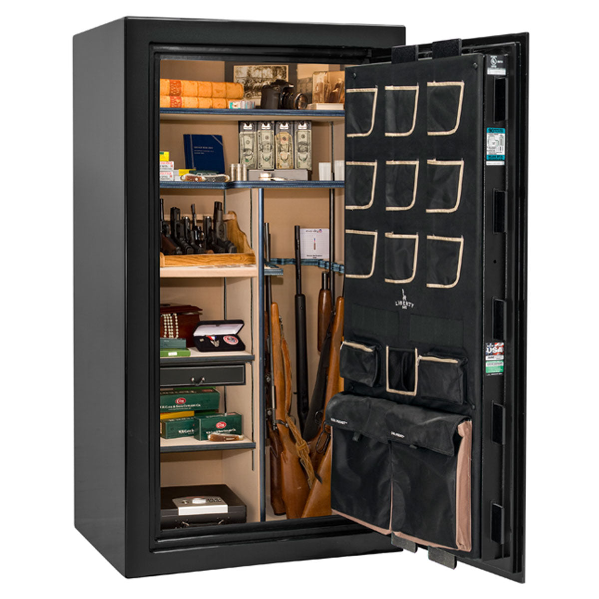 Liberty Safe Classic Plus 40 in Black Gloss, open door.