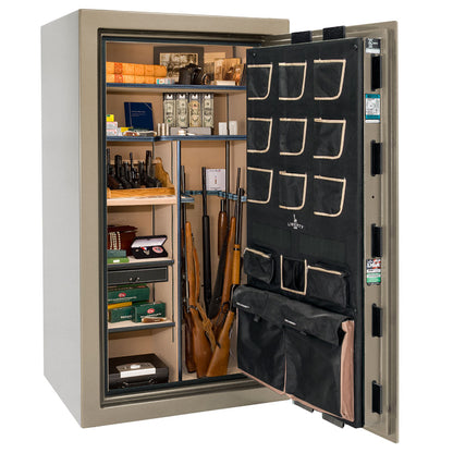 Liberty Safe Classic Plus 40 in Champagne Marble with Black Chrome Electronic Lock, closed door.