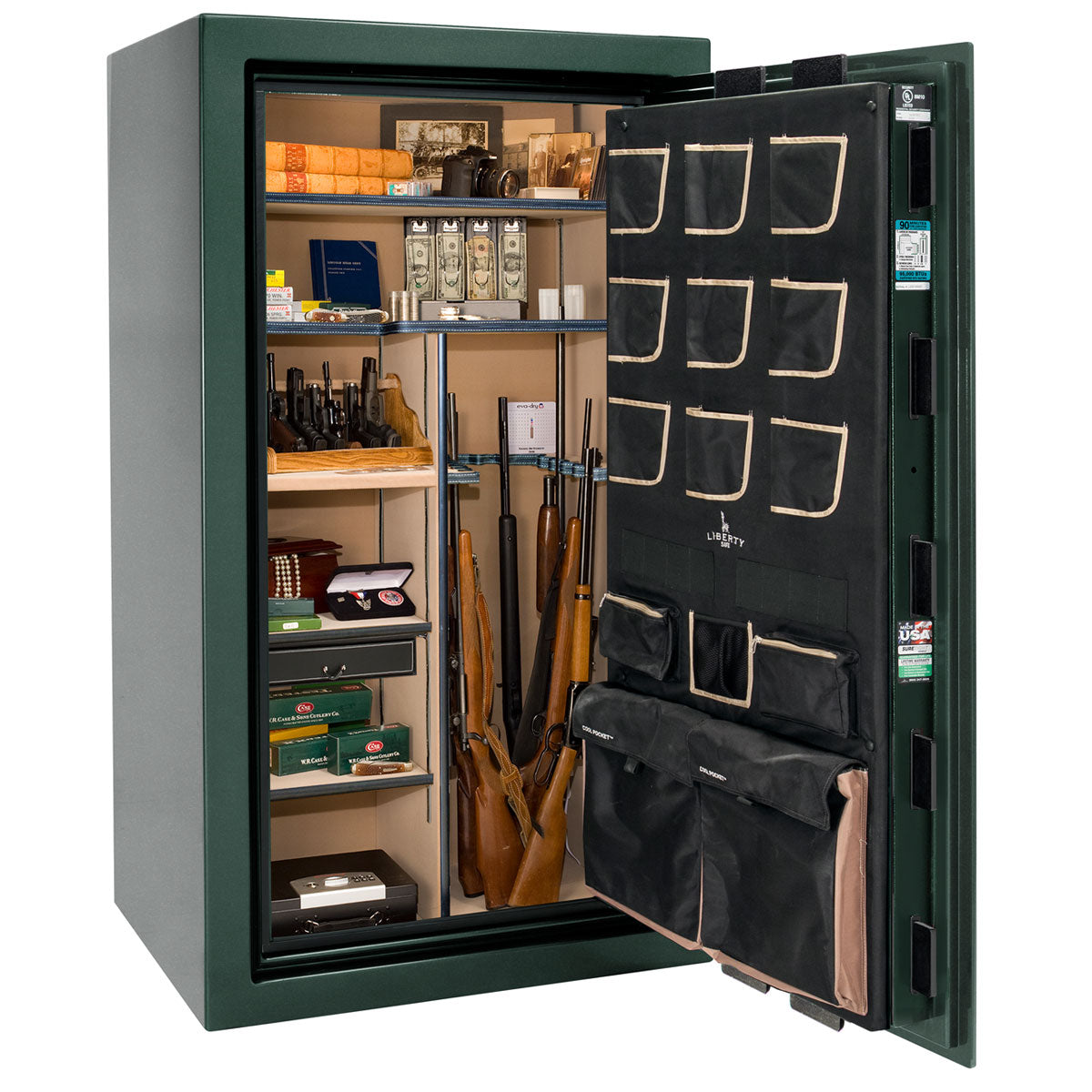 Liberty Safe Classic Plus 40 in Green Marble, open door.