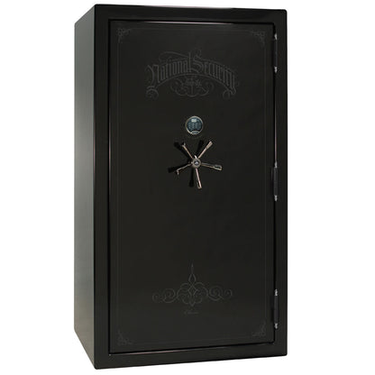 Liberty Safe Classic Plus 50 in Black Gloss with Black Chrome Electronic Lock, closed door.