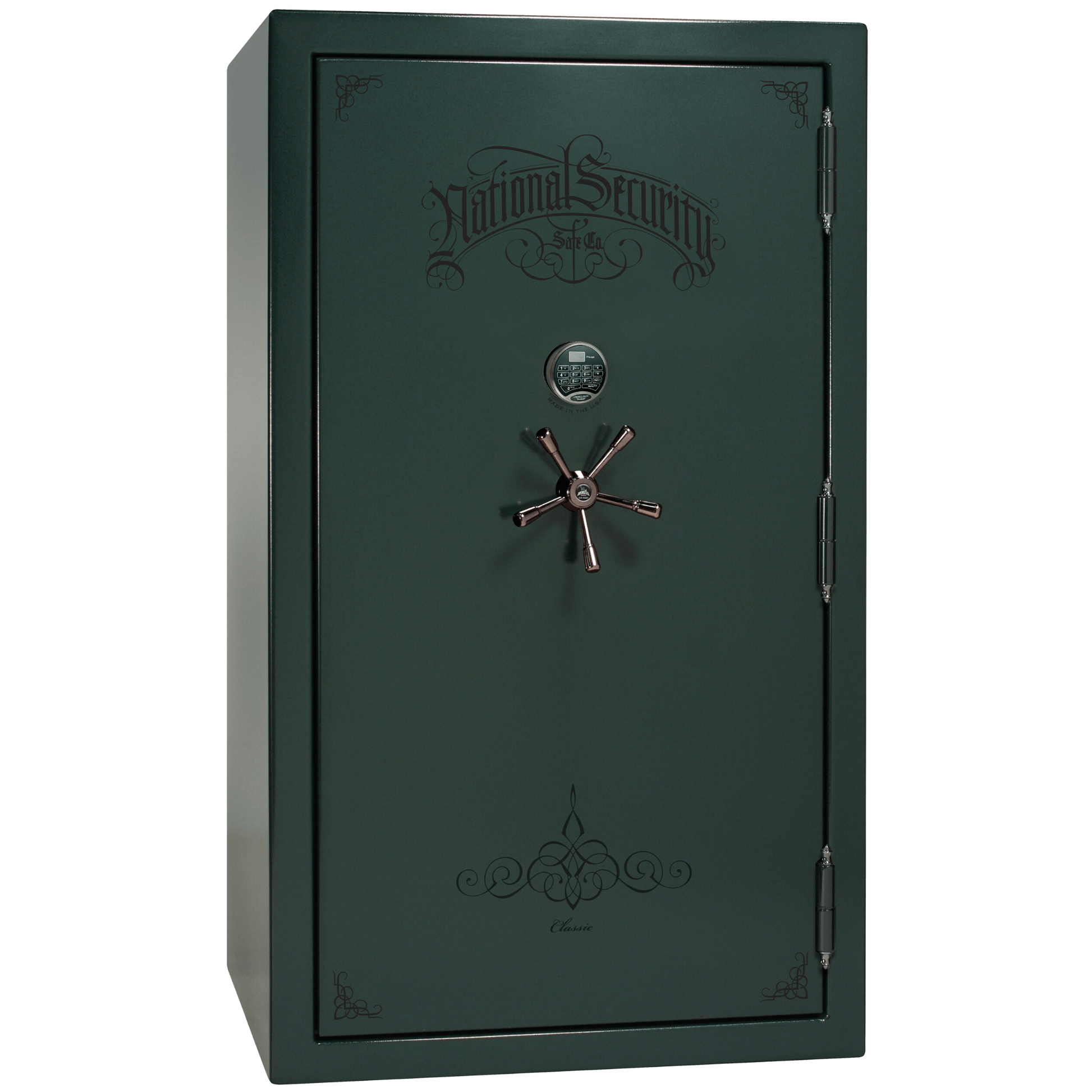 Liberty Safe Classic Plus 50 in Green Marble with Black Chrome Electronic Lock, closed door.