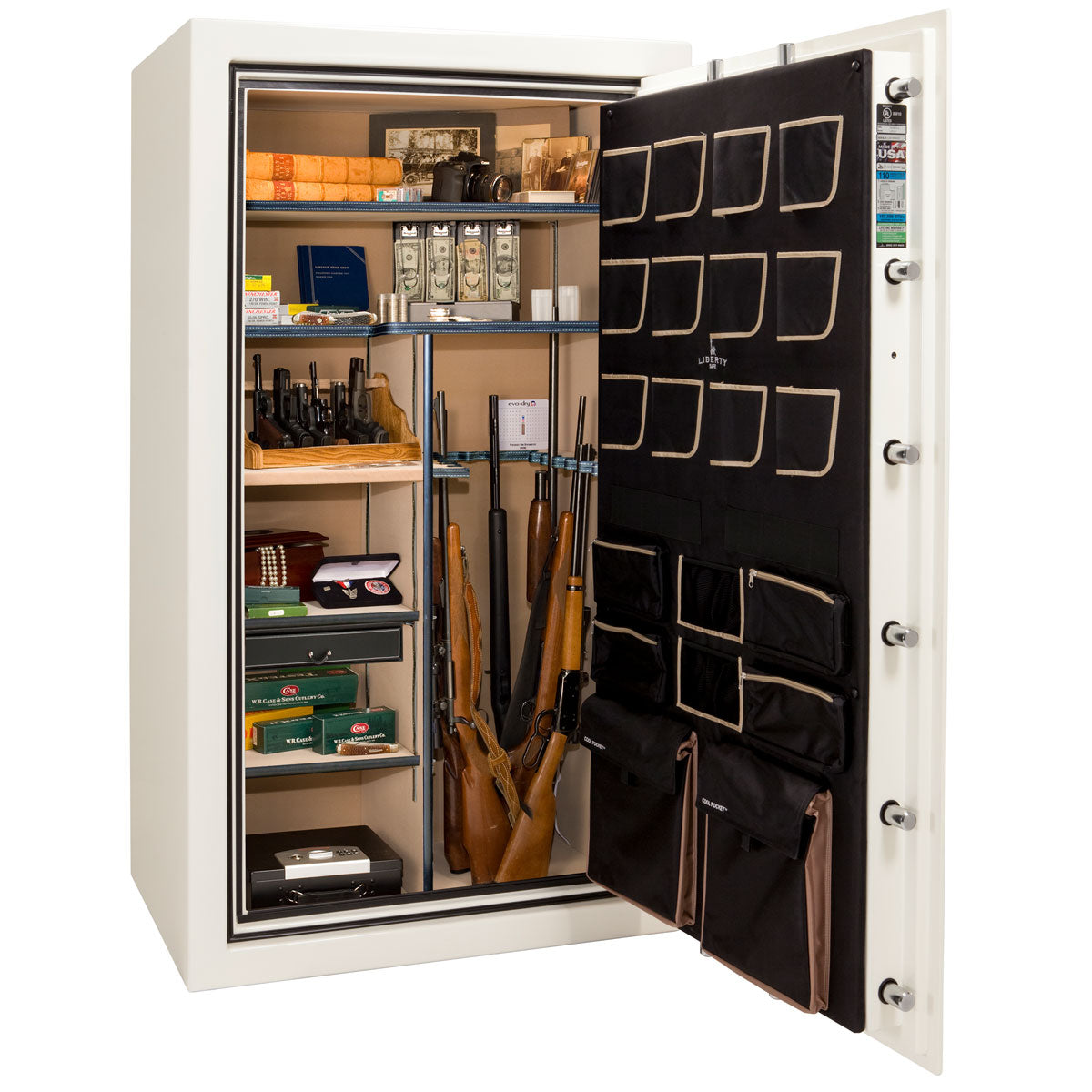 Liberty Safe Classic Plus 50 in White Gloss, open door.