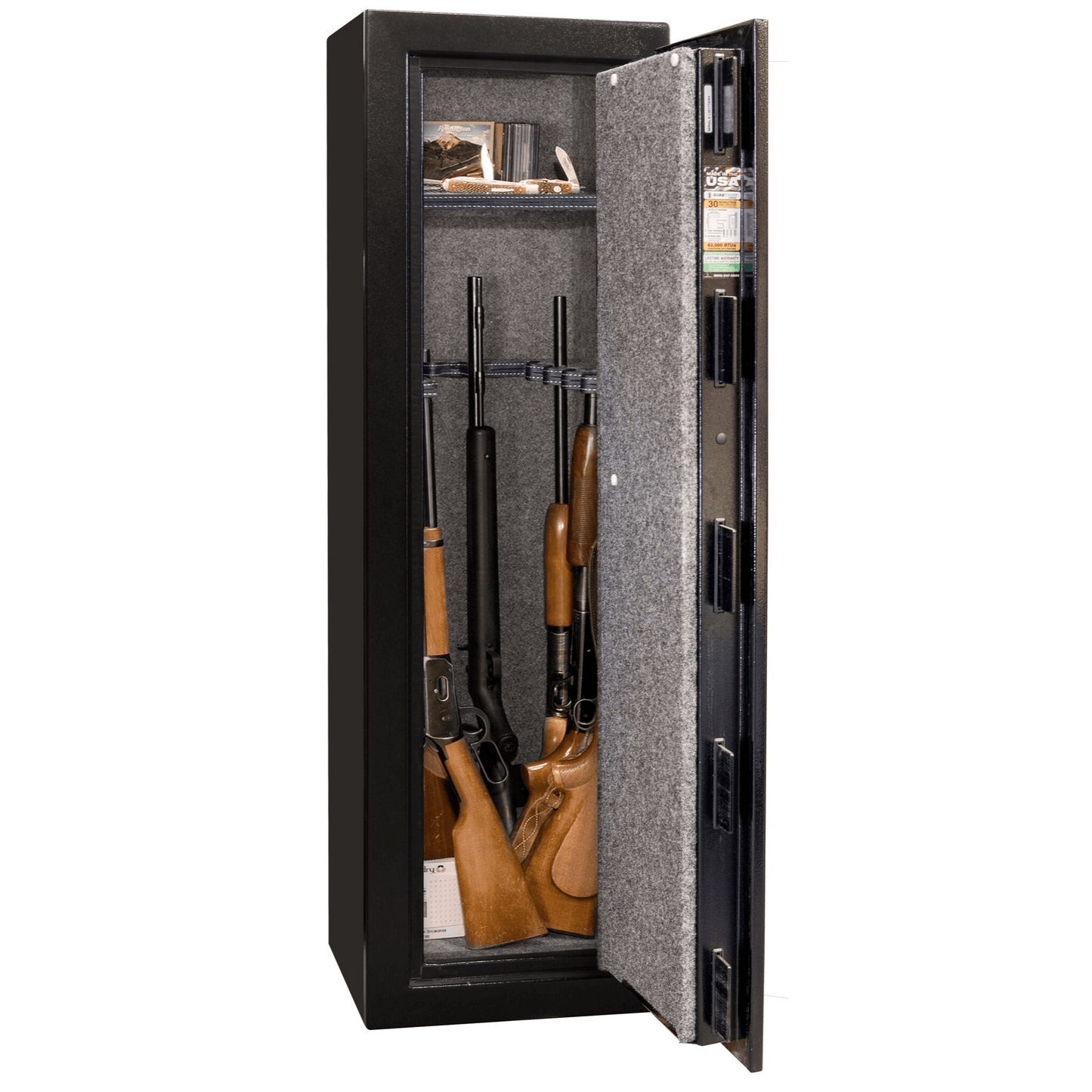 Open CENTURION 12 Safe in Textured Black with Black ELOCK, open.