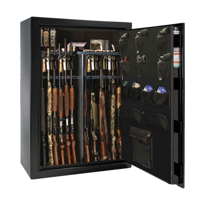 Liberty Safe's FREEDOM 48 in textured black exterior surface finish, door open.