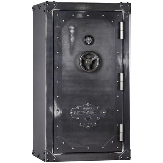 Ironworks Thunderbolt IWT6033 Exterior in Antiqued Ironworks Finish with electronic lock.