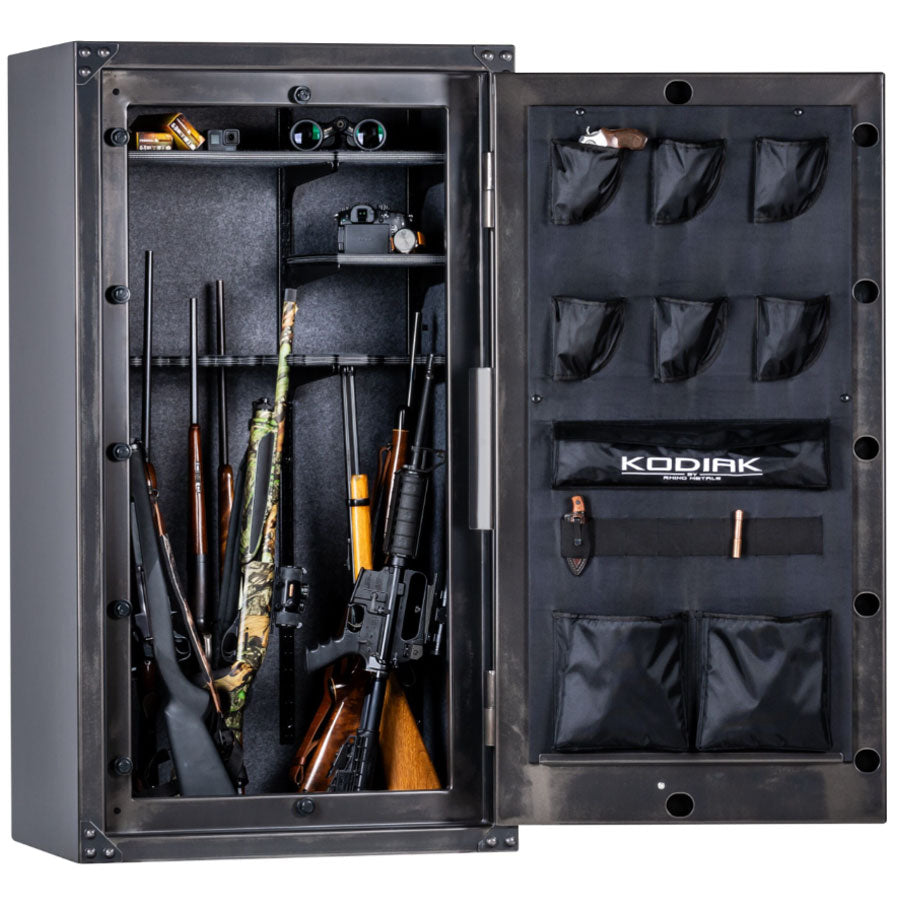 Kodiak Strongbox KSX5933 Rhino Vector™ Interior in Heather with Door Open 180 degrees to show more long gun storage.