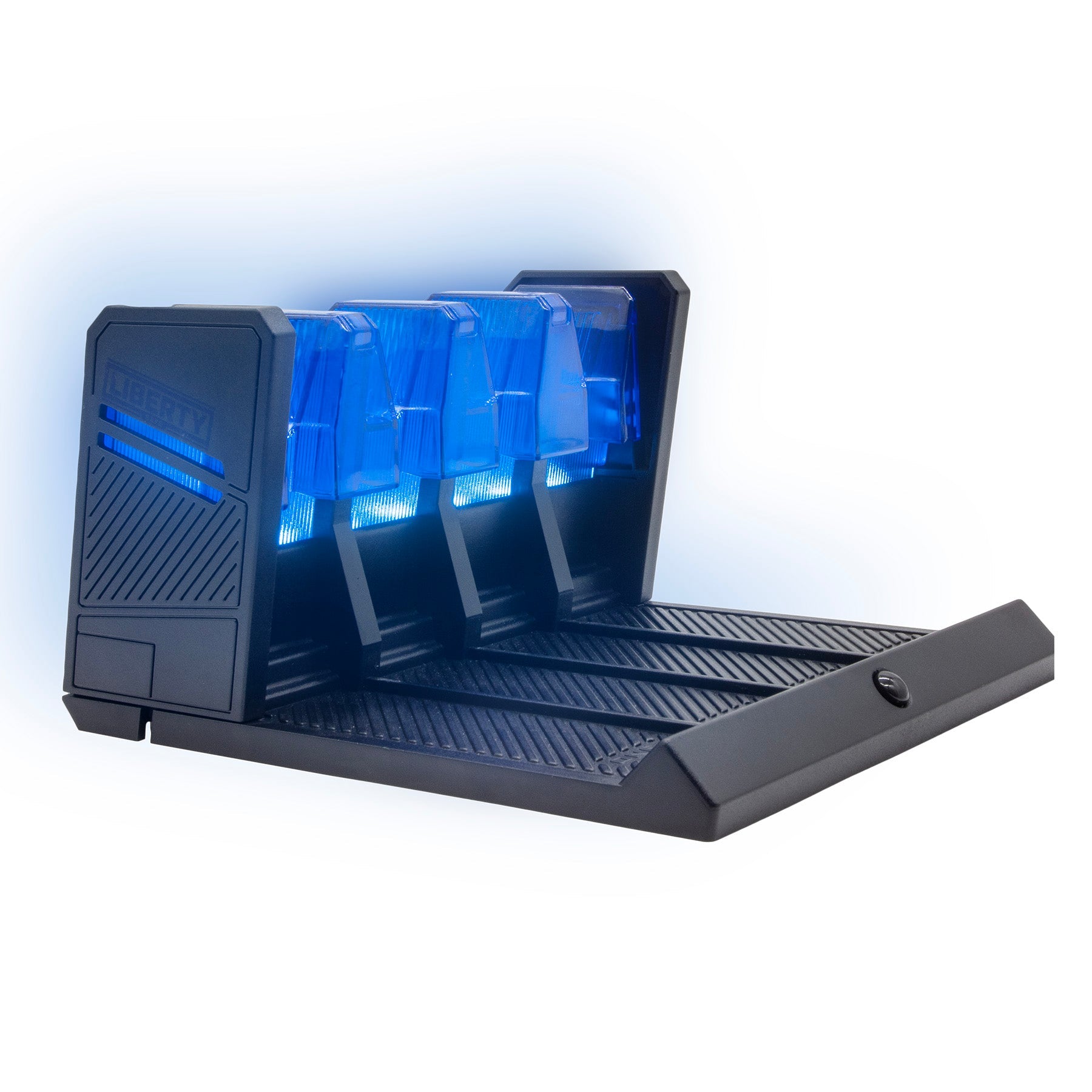 LIBERTY BLUE LIT LED PISTOL RACK, EMPTY.