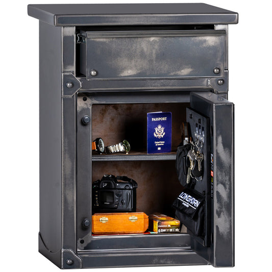 Rhino Metals Longhorn LNX2620 Nightstand-End Table Home Safe, leatherette interior.