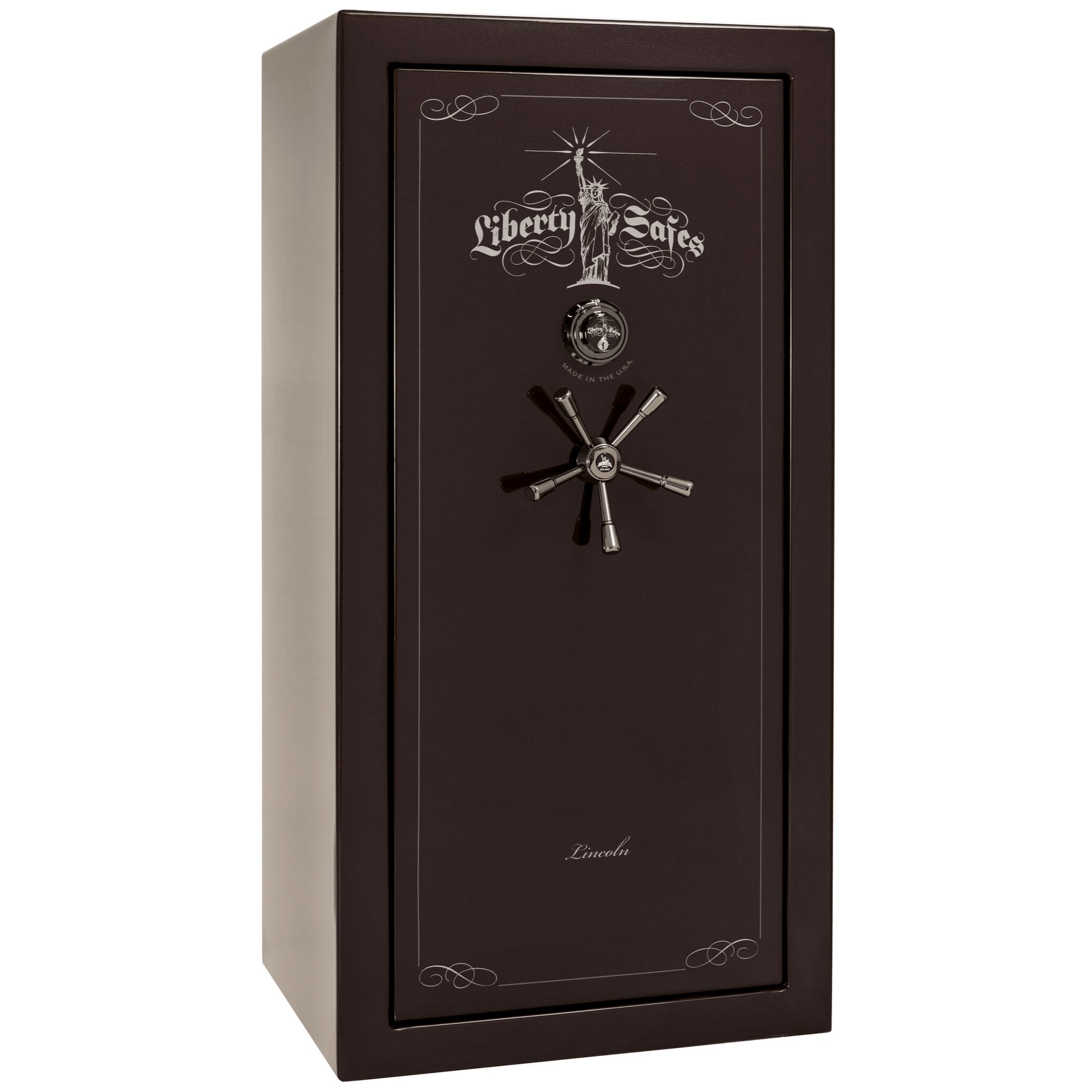 Liberty Lincoln 25 Safe in Black Cherry Gloss with Black Chrome Mechanical Lock.