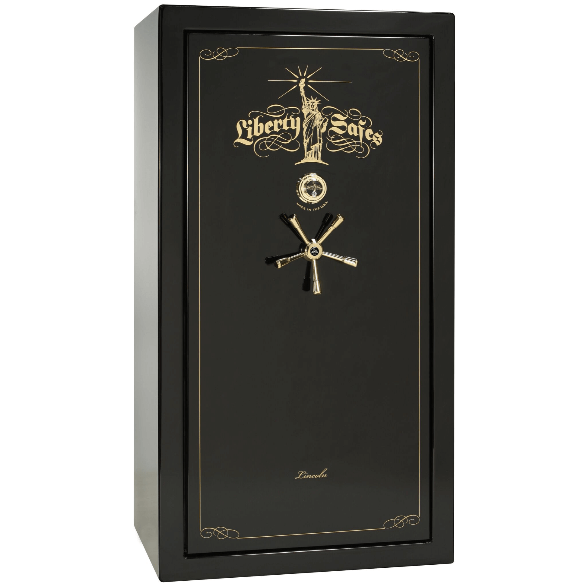 Liberty Lincoln 40 Safe in Black Gloss with Brass Mechanical Lock.